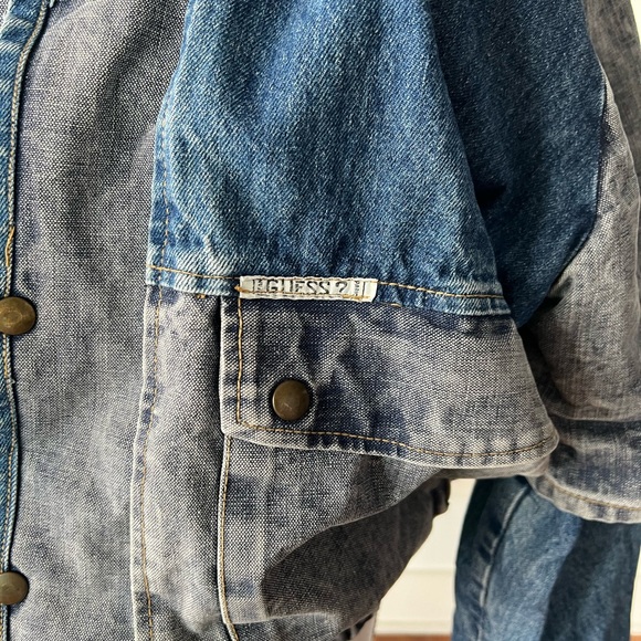 VINTAGE 80’S GUESS DENIM JACKET MEDIUM TWO TONE - Picture 4 of 12
